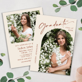 Moderne Minimalistische Grad-2-FOTO-Graduierungspa Einladung