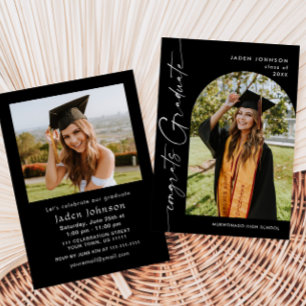 Moderne Minimalistische Grad-2-FOTO-Graduierungspa Einladung