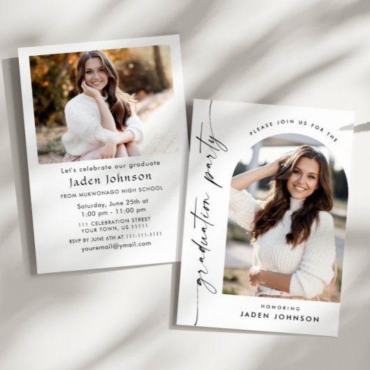 Moderne Minimalistische Grad-2-FOTO-Graduierungspa Einladung