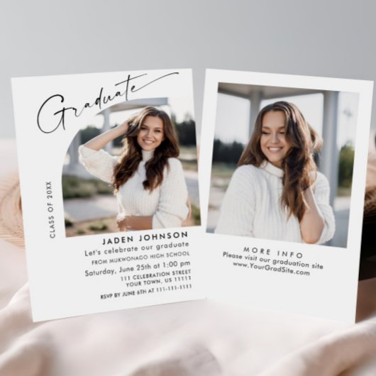 Moderne Minimalistische Grad-2-FOTO-Graduierungspa Einladung