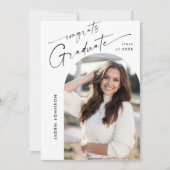 Moderne Minimalistische Grad-2-FOTO-Graduierungspa Einladung (Vorderseite)