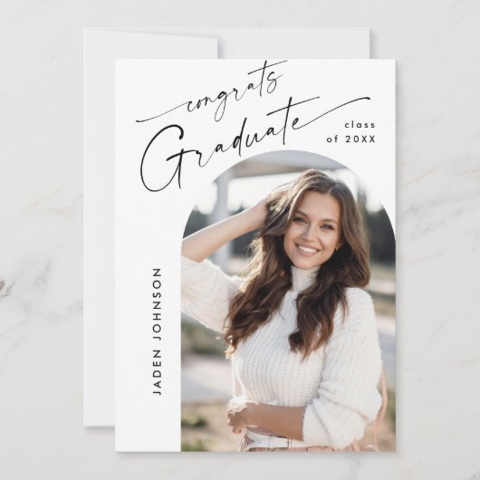 Moderne Minimalistische Grad-2-FOTO-Graduierungspa Einladung (Vorderseite)