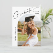 Moderne Minimalistische Grad 4 FOTO Graduierungspa Einladung (Stehend Vorderseite)