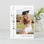 Moderne Minimalistische Grad 4 FOTO Graduierungspa Einladung (Stehend Vorderseite)