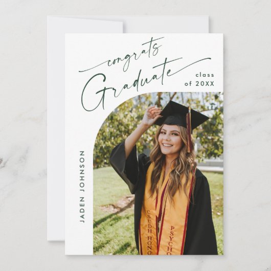 Moderne Minimalistische Grad 4 FOTO Graduierungspa Einladung (Vorderseite)