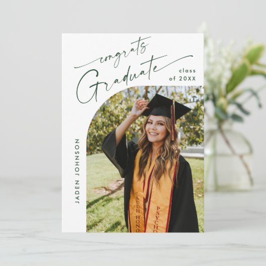 Moderne Minimalistische Grad 4 FOTO Graduierungspa Einladung (Stehend Vorderseite)