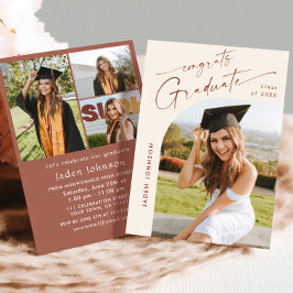 Moderne Minimalistische Grad 4 FOTO Graduierungspa Einladung