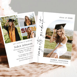 Moderne Minimalistische Grad 4 FOTO Graduierungspa Einladung