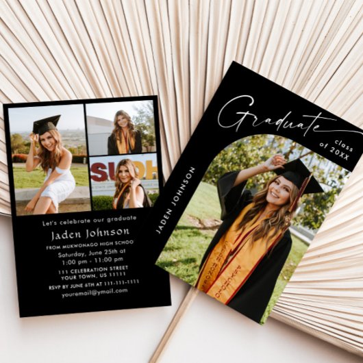 Moderne Minimalistische Grad 4 FOTO Graduierungspa Einladung