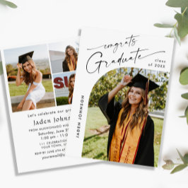 Moderne Minimalistische Grad 4 FOTO Graduierungspa Einladung