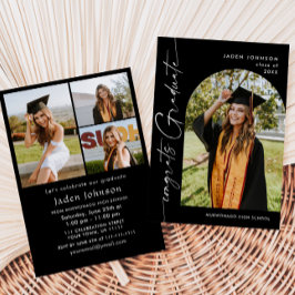 Moderne Minimalistische Grad 4 FOTO Graduierungspa Einladung