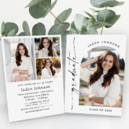 Moderne Minimalistische Grad 4 FOTO Graduierungspa Einladung