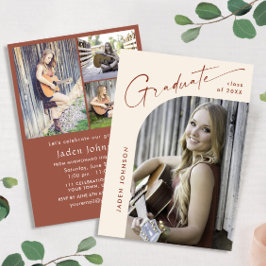 Moderne Minimalistische Grad 4 FOTO Graduierungspa Einladung