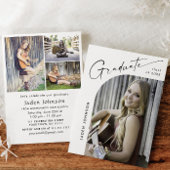 Moderne Minimalistische Grad 4 FOTO Graduierungspa Einladung