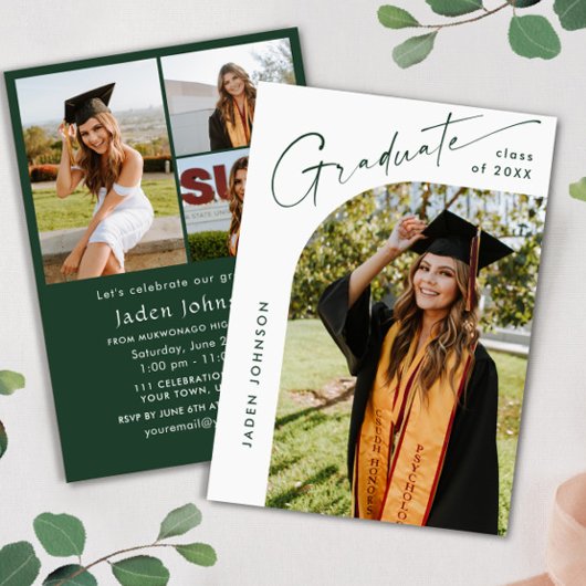 Moderne Minimalistische Grad 4 FOTO Graduierungspa Einladung