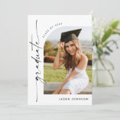 Moderne Minimalistische Grad 4 FOTO Graduierungspa Einladung (Stehend Vorderseite)