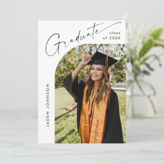 Moderne Minimalistische Grad 4 FOTO Graduierungspa Einladung (Stehend Vorderseite)