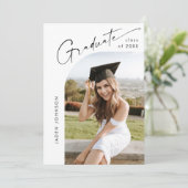 Moderne Minimalistische Grad-5-FOTO-Graduierungspa Einladung (Stehend Vorderseite)
