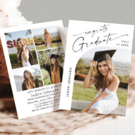 Moderne Minimalistische Grad-5-FOTO-Graduierungspa Einladung