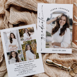Moderne Minimalistische Grad-5-FOTO-Graduierungspa Einladung