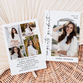 Moderne Minimalistische Grad-5-FOTO-Graduierungspa Einladung