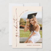 Moderne Minimalistische Grad-5-FOTO-Graduierungspa Einladung (Vorderseite)