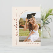 Moderne Minimalistische Grad-5-FOTO-Graduierungspa Einladung (Stehend Vorderseite)