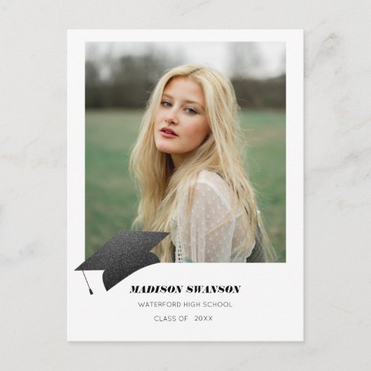 Moderne, Minimalistische Grad-Ankündigung Postkarte (Vorderseite)