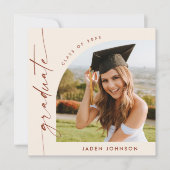 Moderne Minimalistische Grad-FOTO-Graduierungspart Einladung (Vorderseite)