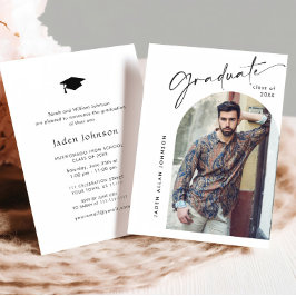 Moderne Minimalistische Grad-FOTO-Graduierungspart Einladung