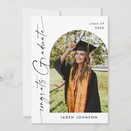 Moderne Minimalistische Grad-FOTO-Graduierungspart Einladung (Vorderseite)