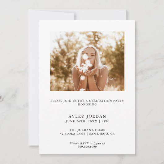 Moderne Minimalistische Graduierungspartei lädt ei Einladung (Vorderseite)