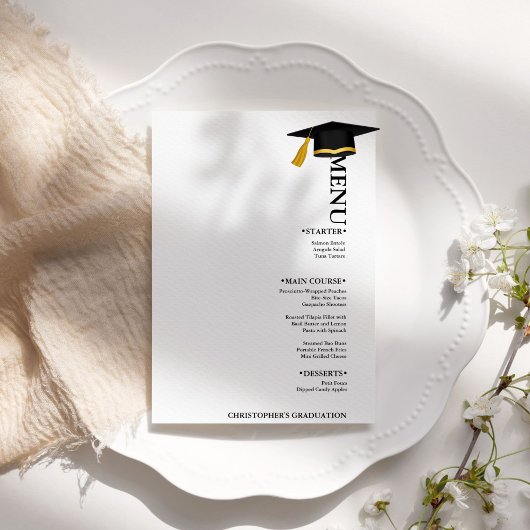 Moderne Minimalistische Graduierungspartei Menükarte