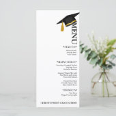 Moderne Minimalistische Graduierungspartei Menükarte (Stehend Vorderseite)