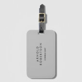 Moderne Minimalistische Grau-Namensmarke Gepäckanhänger (Vorderseite Vertikal)