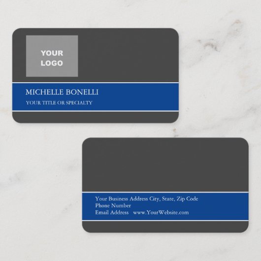 Moderne Minimalistische Grau-Tief-Farbe Visitenkarte (Vorne/Hinten)