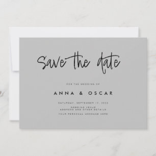 Moderne Minimalistische graue Hochzeit rettet das  Save The Date