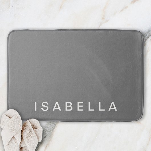 Moderne Minimalistische Graue Personalisierte Name Badematte