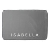 Moderne Minimalistische Graue Personalisierte Name Badematte (Vorderseite)