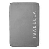 Moderne Minimalistische Graue Personalisierte Name Badematte (Vorderseite Vertikal)
