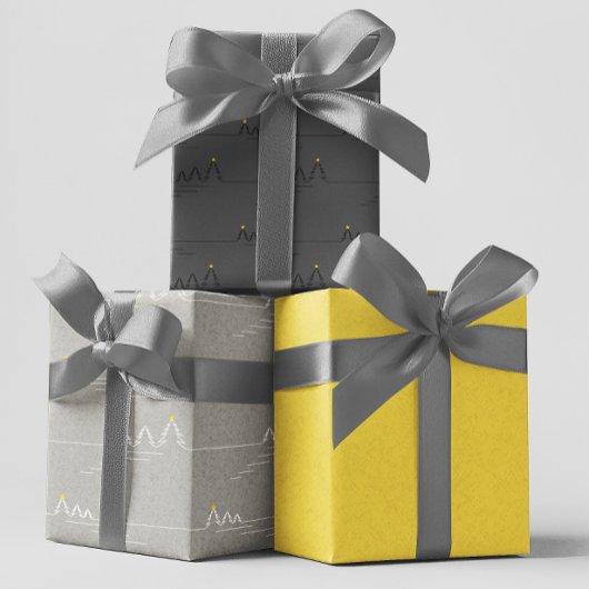 Moderne Minimalistische Graue Tree Star Weihnachte Geschenkpapier Set