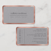 Moderne Minimalistische Graupapiere Rose Gold Bord Visitenkarte (Vorne/Hinten)