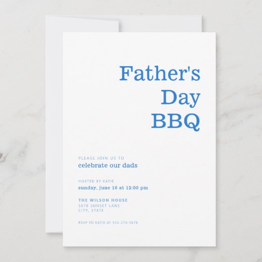 Moderne Minimalistische GRILLEN des Blauen Vaters Einladung (Vorderseite)