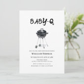 Moderne Minimalistische GRILLEN Grill Baby Q Baby Einladung (Stehend Vorderseite)