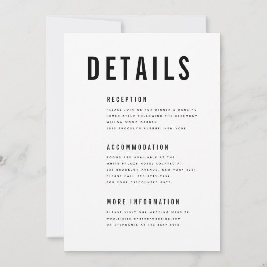 Moderne Minimalistische Groß-Fett-Monogramm-Detail Einladung (Rückseite)