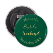 Moderne Minimalistische Grün- und Goldbachelor-Par Flaschenöffner (Vorderseite)