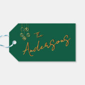 Moderne Minimalistische Grün- und Goldene Weihnach Geschenkanhänger (Rückseite Horizontal)