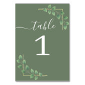 Moderne Minimalistische Grün-Verlass-Hochzeit Tischnummer (Rückseite)