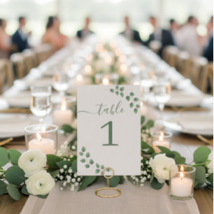 Moderne Minimalistische Grün-Verlass-Hochzeit Tischnummer