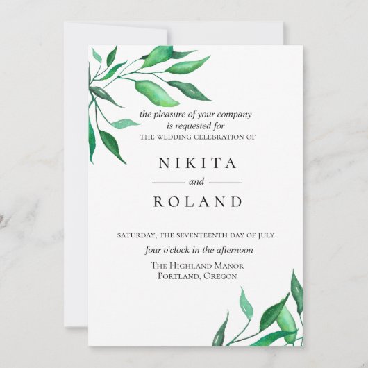 Moderne Minimalistische Grünanlage Einladung zur H (Vorderseite)